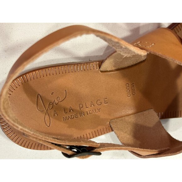 Joie A La Plage Leather T-Strap & Buckle Flat Sandal in Tan - Sz EU40 (US 9.5) - Picture 5 of 5